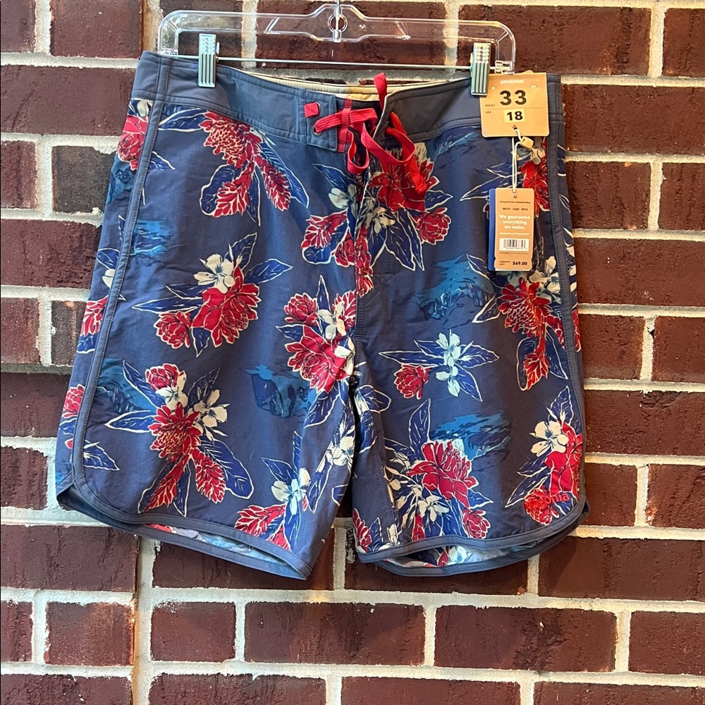 Patagonia Beige and Blue Swim Shorts
